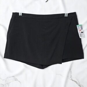 Papaya Woman‎ Skort Shorts Large Black Wrap Front Casual Everyday Stretchy NWT
